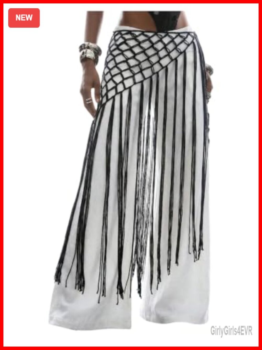 Crochet Fringe Maxi Skirt Low Rise Hollow Out Mesh See Through Layering